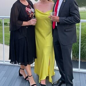 Express Chartreuse Maxi Satin Slip Dress